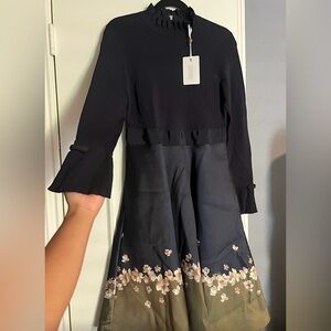 Ted Baker Black and Green Floral Dress NWT